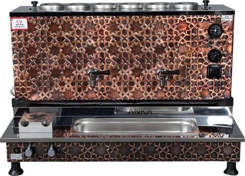  Anka Pro Plus Otomatik Çay Kazanı 6 Demlikli 60 Litre Bakır Elektrikli Tüplü