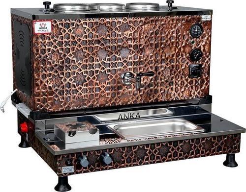  Anka Pro Plus Otomatik Çay Kazanı 3 Demlikli 30 Litre Bakır Elektrikli Doğalgazlı