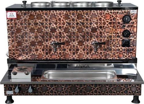  Anka Pro Plus Otomatik Çay Kazanı 4 Demlikli 40 Litre Bakır Elektrikli Doğalgazlı