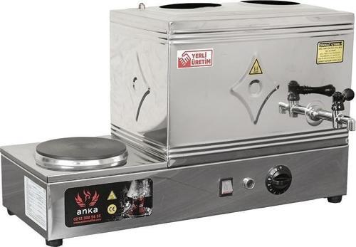 Paslanmaz Eko Elektrikli Çay Kazanı 2 Demlikli 24 Litre Pleytli