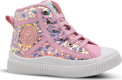 Magic Kız Çocuk Pullu ve Bağcıklı Pembe Renk Sneaker