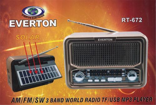 Bluetooth Fm-Usb-Tf-Aux Şarjlı Solar Nostaljik Radyo