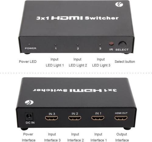 3-1 Port 1.4V 3D Metal Hdmi Switch