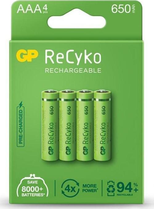 AAA 650 mAh Şarjlı İnce Kalem Pil 4 Lü Paket
