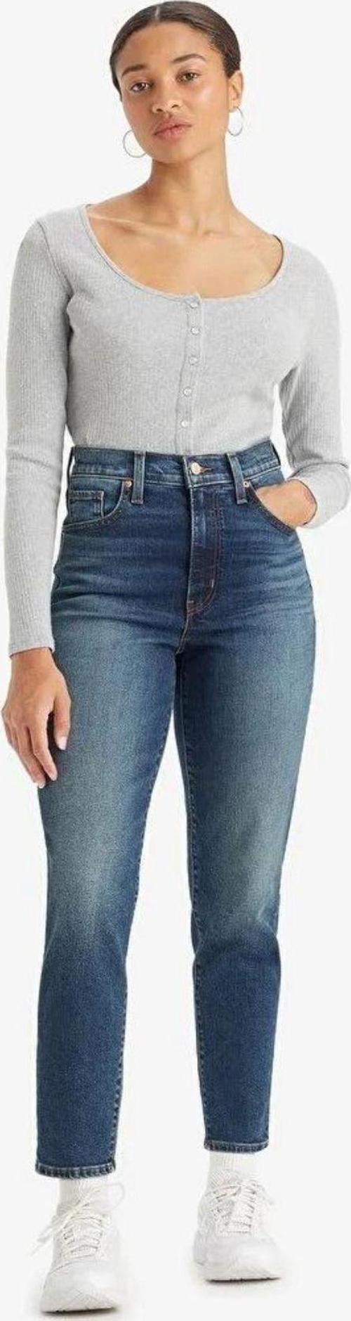High Waist Mom Jeans Kadın Koyu Mavi Yüksek Bel Pantolon - A7745-0001
