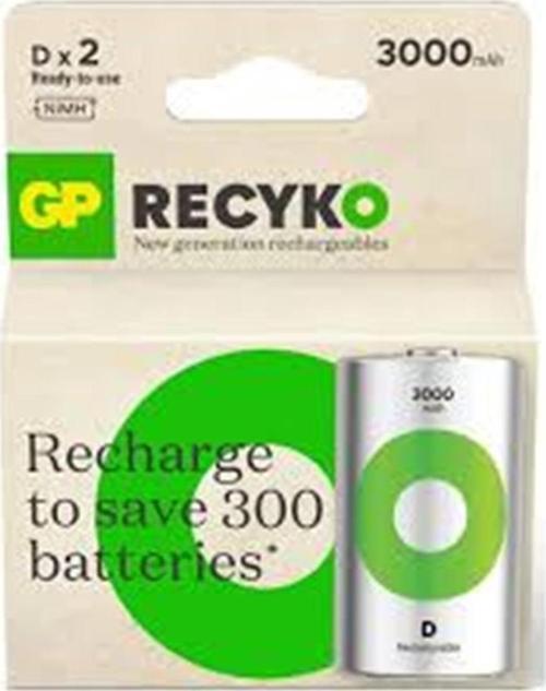 3000 mAh Büyük Boy Şarjlı Pil 2 li Paket D Boy