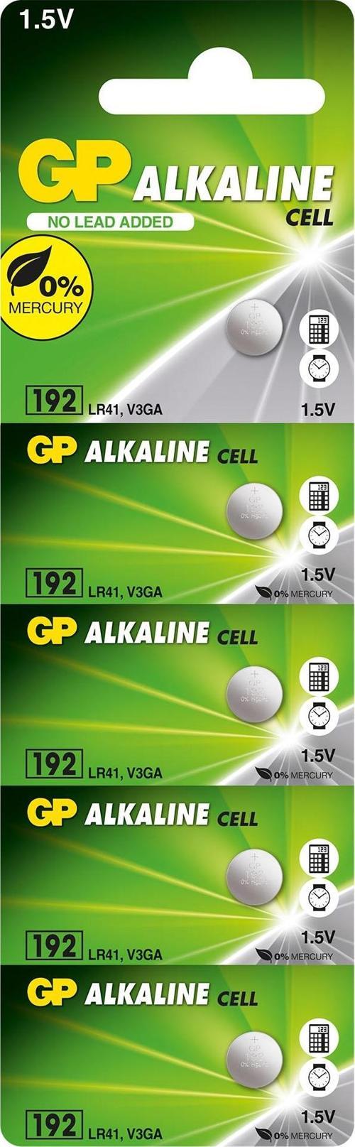 GP192 LR41 Alkalin Düğme Pil 5 Li Paket