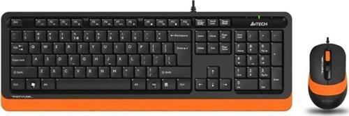 A4 Tech Nano Alıcı Kablosuz Multimedia Türkçe Klavye Mouse Seti Turuncu Siyah