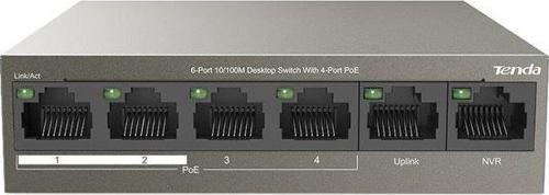 6 Port 4 Port Poe+ 10-100 + 2 Port Uplink Switch Çelik Kasa Rack Mount
