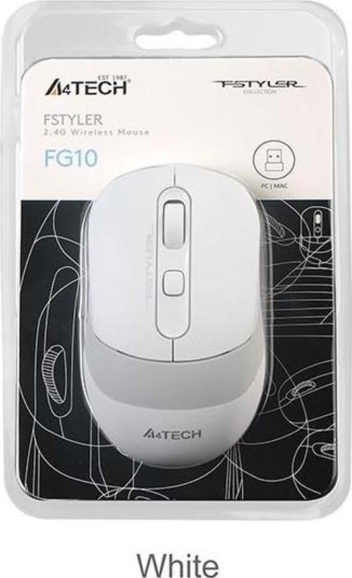 A4 Tech Nano Alıcı Kablosuz Optik 2000 Dpi Enerji Korumalı Kablosuz Mouse Beyaz