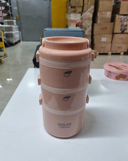 3 Katlı Paslanmaz Çelik Yuvarlak Yemek Taşıma Kabı 2.7 lt Pembe