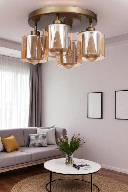 YENİ SAHRA 4 LÜ TEPSİLİ ESKİTME PLAFONYER AVİZE