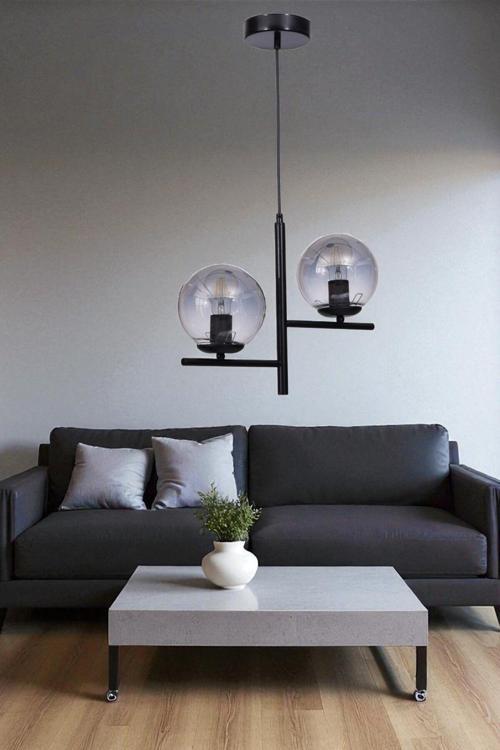 TERRA 2 Lİ SİYAH FÜME CAMLI AVİZE