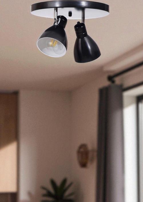 OTİS 2 Lİ TEPSİLİ SİYAH PLAFONYER AVİZE