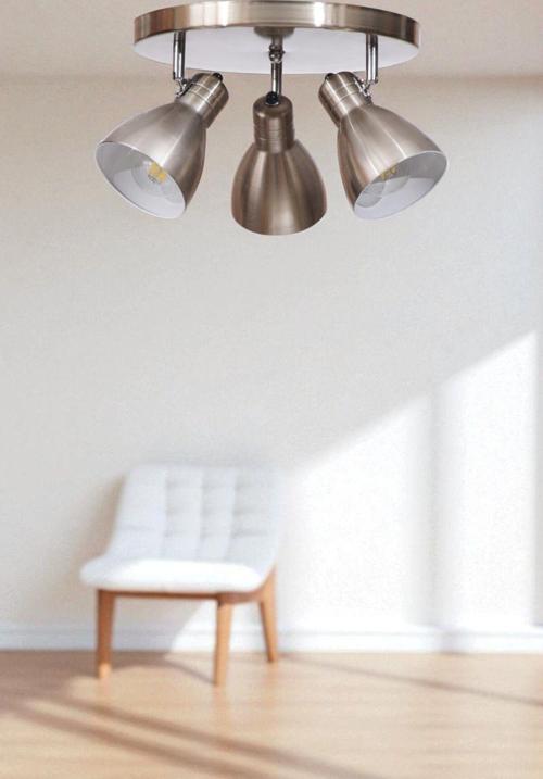 OTİS 3 LÜ TEPSİLİ MAT KROM PLAFONYER AVİZE