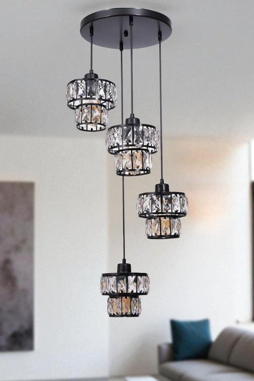 LEO 4 LÜ TEPSİLİ SİYAH SARKIT