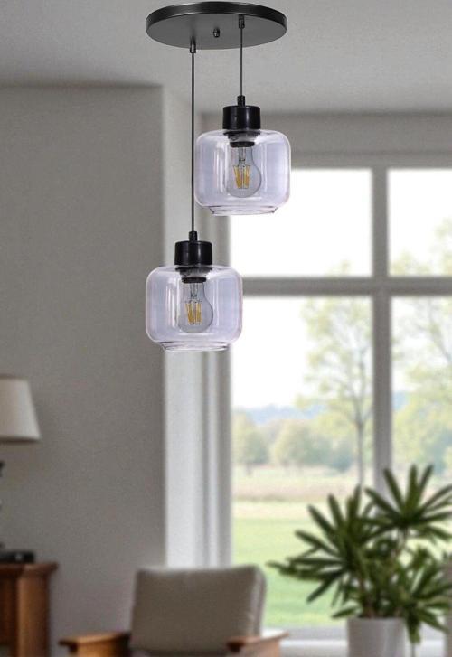 PARLA 2 Lİ TEPSİLİ SİYAH FÜME CAMLI SARKIT