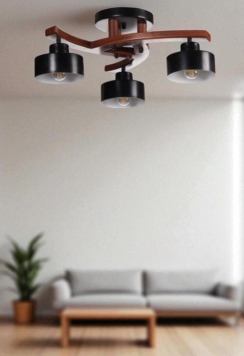 WESTON 3 LÜ CEVİZ METAL BAŞLIKLI PLOFONYER AVİZE