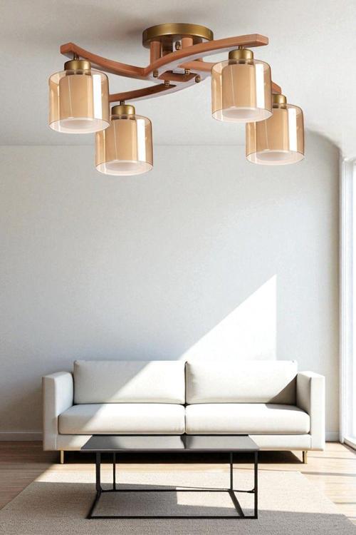 WESTON 4 LÜ NATUREL ÇİFT CAMLI PLOFONYER AVİZE