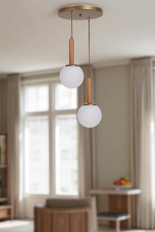 IŞIL 2 Lİ TEPSİLİ NATUREL BEYAZ CAMLI SARKIT