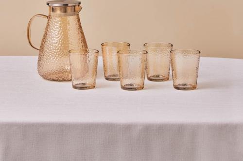 Luminous 7 Parça Cam Sürahi ve Bardak Seti Amber