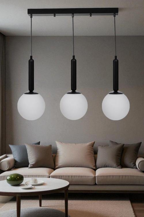 SEZGİ 3 LÜ SIRALI SİYAH BEYAZ CAMLI SARKIT