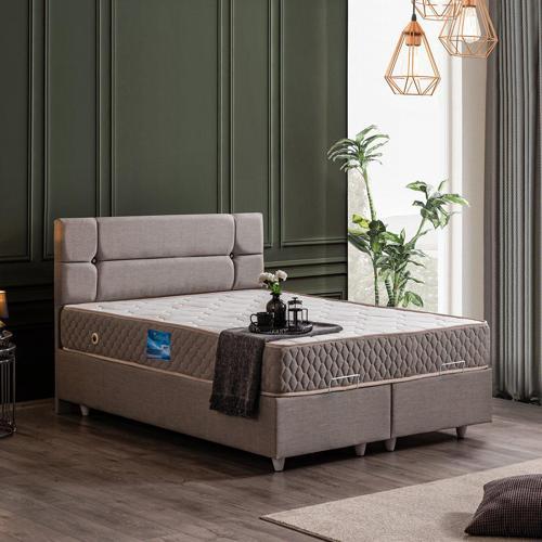 Luna Baza Başlık Deluxe Yatak Seti - Gri