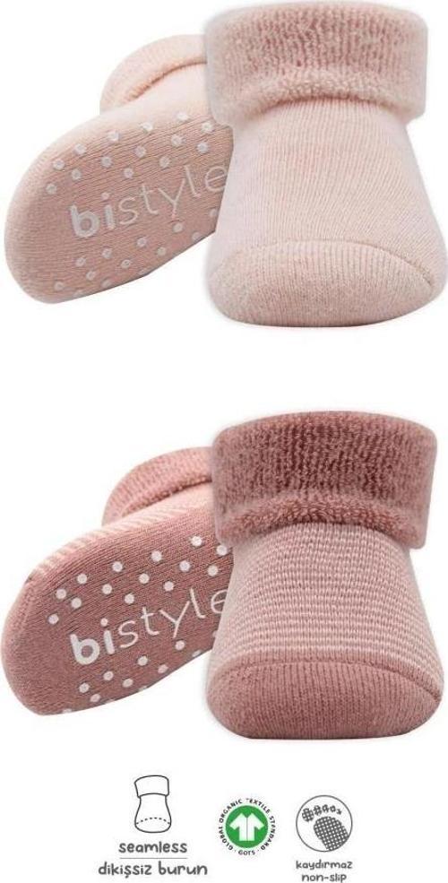 Nessiworld  Bistyle Çemberli Kaymaz Havlu Soket Çorap 2'Li BS10503 Pudra Pembe