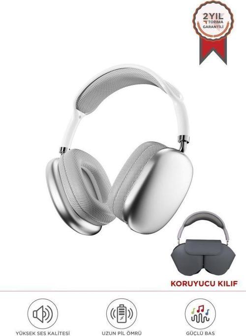 P9 Pro Max Beyaz Kablosuz 5.0 Mikrofonlu Sd Kart Girişli Aux Kablolu Bluetooth Kulaklık