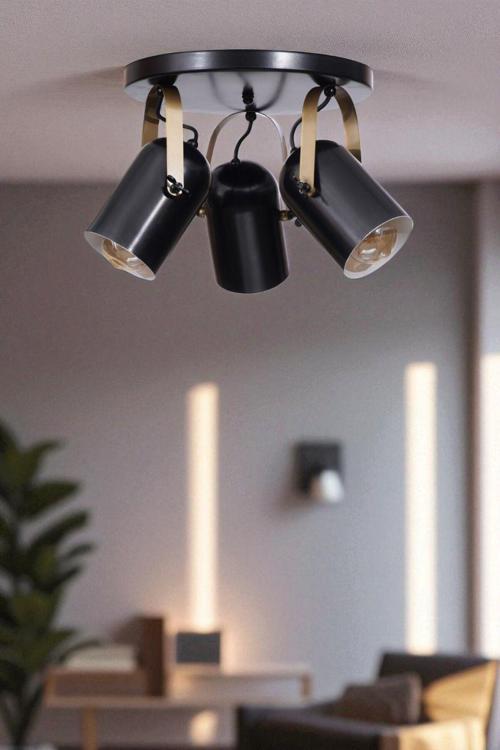 LONDON 3 LÜ TEPSİLİ SİYAH PLAFONYER AVİZE