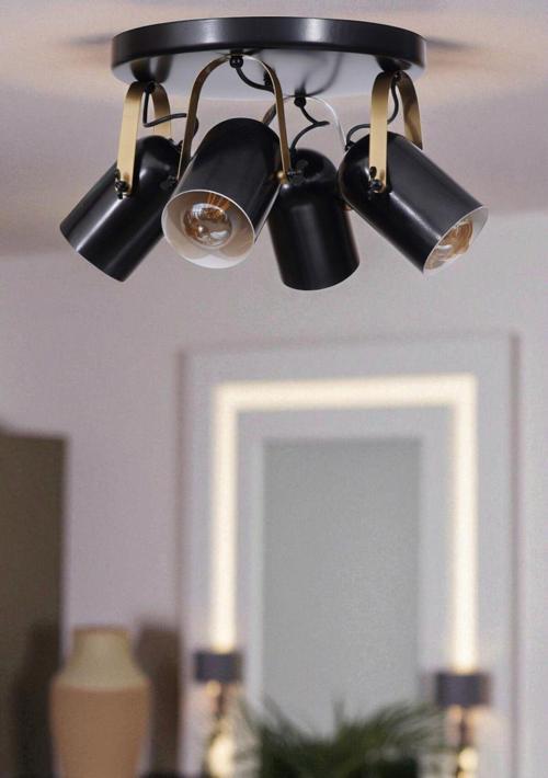 LONDON 4 LÜ TEPSİLİ SİYAH PLAFONYER AVİZE