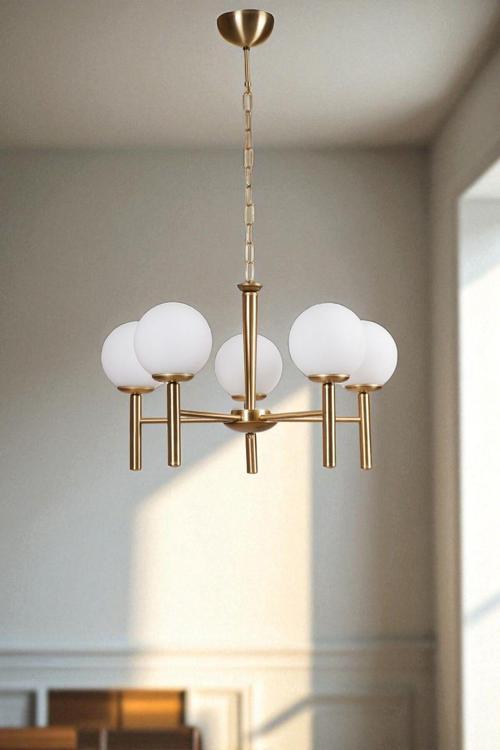 LUKE 5 Lİ ESKİTME BEYAZ CAMLI AVİZE