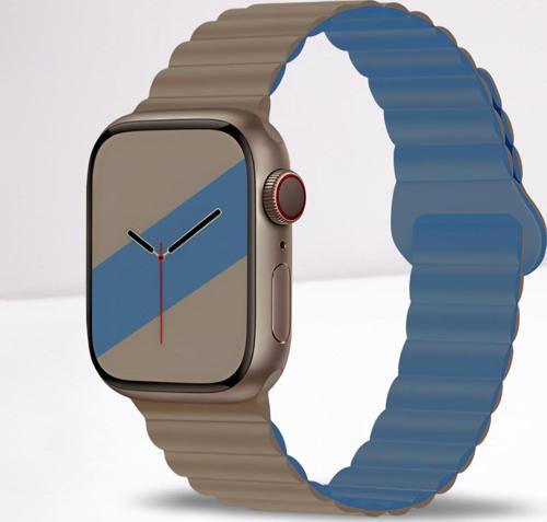 Akıllı Saat Watch için Uyumlu 42MM 44MM 45MM 49MM 1/2/3/4/5/6/se/7/8/ultra Magnetli Kordon ve Kayışı Bej(Mavi