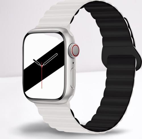 Akıllı Saat Watch için Uyumlu 42MM 44MM 45MM 49MM 1/2/3/4/5/6/se/7/8/ultra Magnetli Kordon ve Kayışı Beyaz(Si