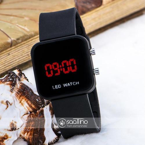 Mat Siyah Kare Dijital Led Ekran Siyah Silikon Kordonlu Unisex Kol Saat ST-303612