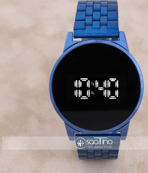 Lacivert Çelik Kordonlu Dokunmatik Led Unisex Kol Saati ST-303920