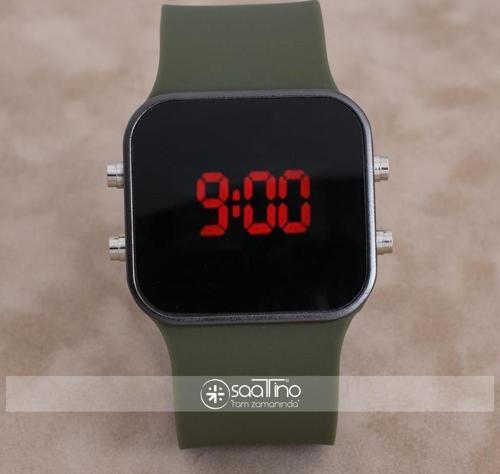 Watch Siyah Kasa Haki Yeşil Kordon Dijital Ekran Unisex Kol Saat ST-303895