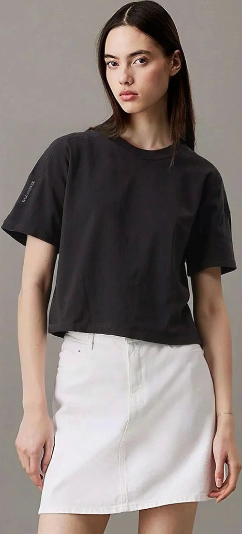 Kadın Beyaz Düz Normal Bisiklet Yaka T-Shirt LVGWS5K109-UB1