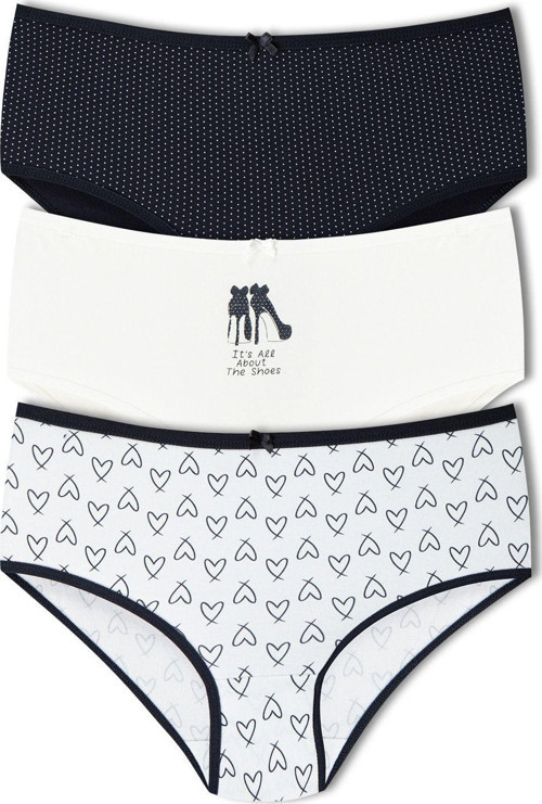 3'Lü Pamuklu Desenli Yüksek Bel Büyük Beden Külot