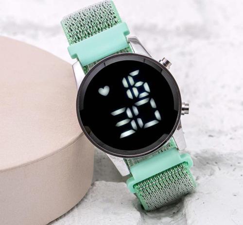 Turkuaz Cırtlı Yapışır Kordon Yeni Moda Led Unisex Kadın Saat Hediyelik ST-304059