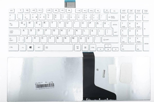 Toshiba ile Uyumlu Satellite C855-1DZ Uyumlu Laptop Klavye Beyaz Çerçeveli