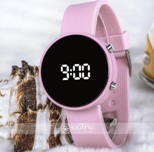 Açık Pembe Renk Silikon Kordonlu Led Bayan Kol Saati ST-303709