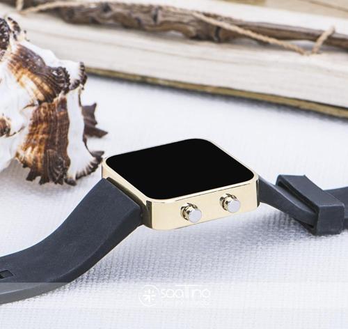 Gold Renk Dijital Led Ekran Siyah Silikon Kordonlu Yetişkin Kız Kadın Unisex Kol Saat ST-303723
