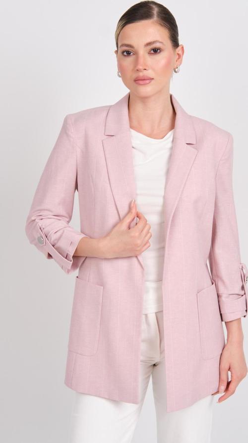 Kadın Ekoseli Torba Cepli Ceket 4032 Pembe