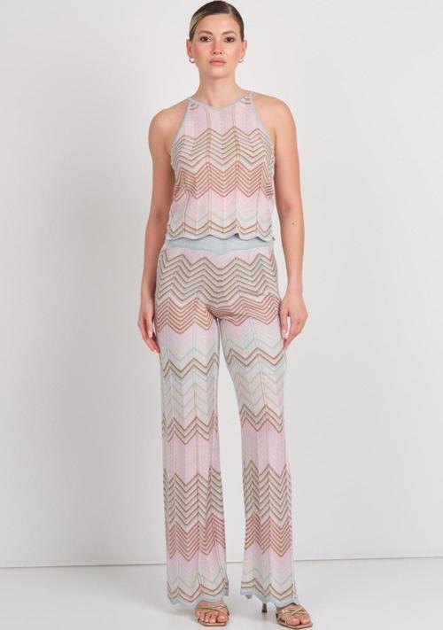Kadın Onlalvıra Beli Lastikli Simli Örme Pantolon 15344393 Lila