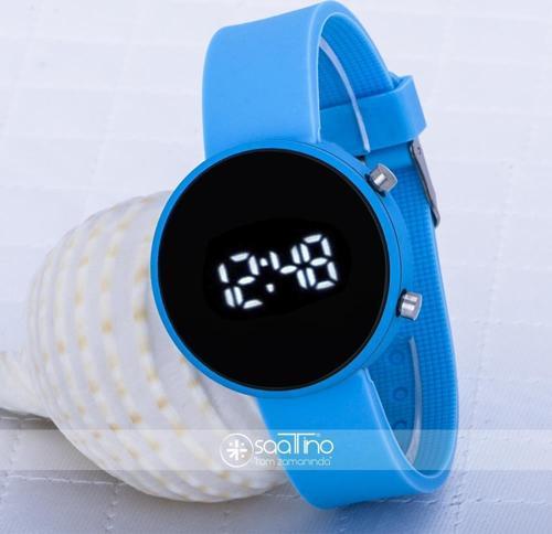 Yuvarlak Dijital Led Ekran Mat Mavi Silikon Kordonlu Unisex Saat ST-303586