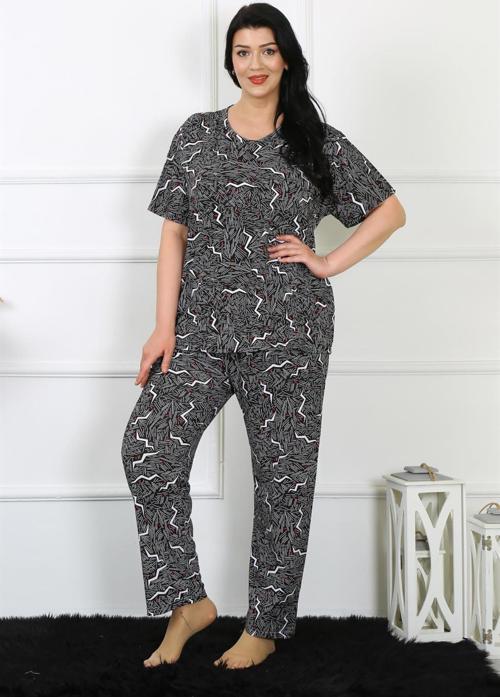Kadın 5XL-6XL-7XL-8XL Büyük Beden Kısa Kol Pijama Takım 75011
