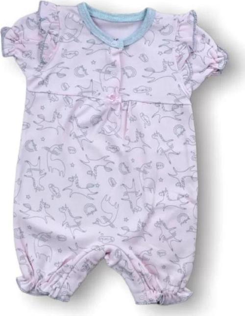 9-12 12-18 18-24 Ay Cemre Uçan Balon Baskılı Kısa Kollu Kız Bebek Tulumu Pembe