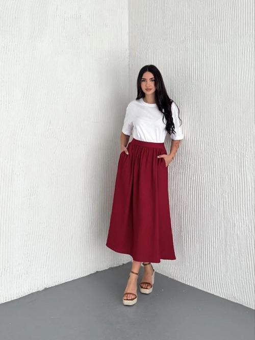 Vual Kumaş Rahat Kesim Yazlık Kadın Etek – Hafif ve Şık Tasarım