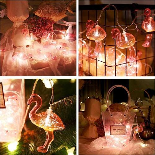 10'lu Pilli Led Flamingo Dekoratif Işık Zinciri Aydınlatma 1,5 Mt-Findit